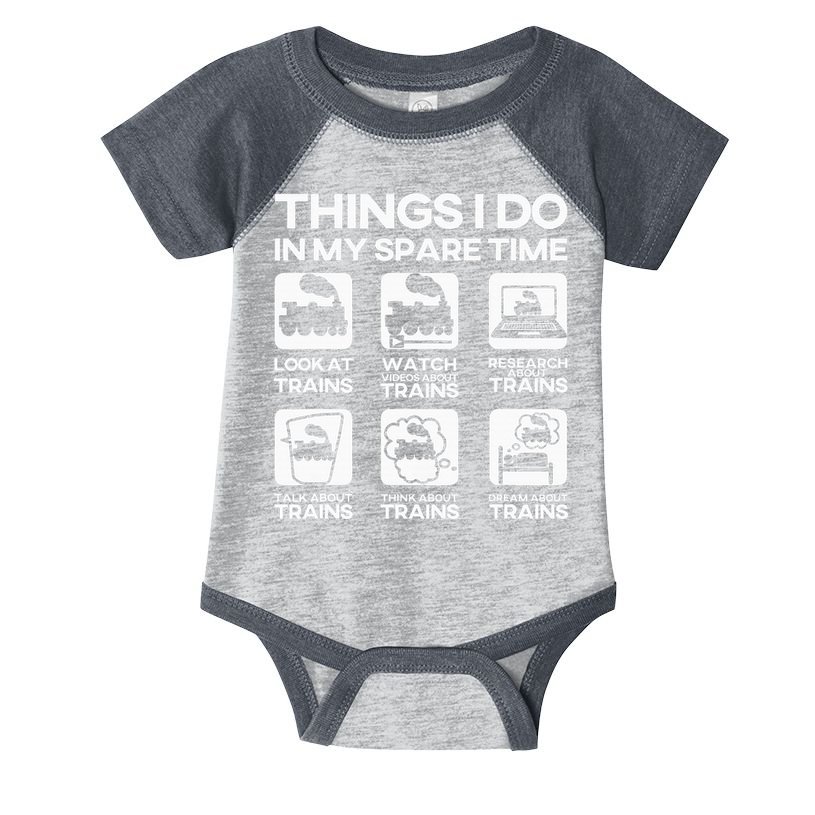 Things I Do In My Spare Time Funny Train Steam Locomotive Infant Baby Jersey Bodysuit