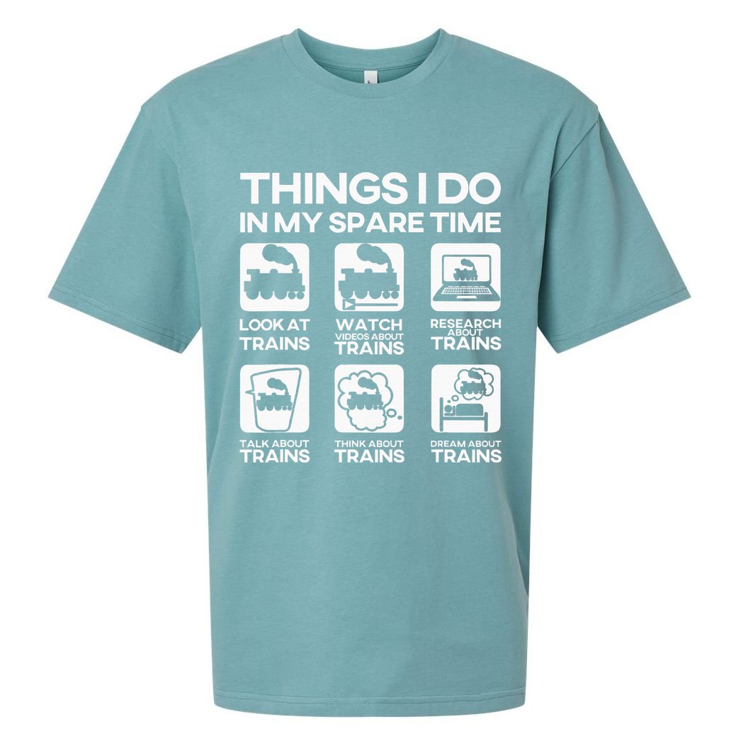 Things I Do In My Spare Time Funny Train Steam Locomotive Sueded Cloud Jersey T-Shirt