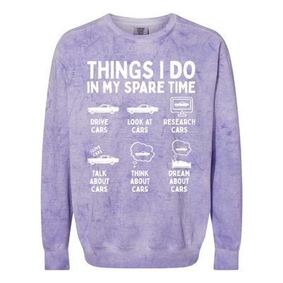 Things I Do In My Spare Time Car Enthusiast Funny Car Guy Colorblast Crewneck Sweatshirt