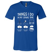 Things I Do In My Spare Time Play Hockey Funny Ice Hockey Gift V-Neck T-Shirt