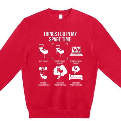 Things I Do In My Spare Time Pinball Gamer Premium Crewneck Sweatshirt