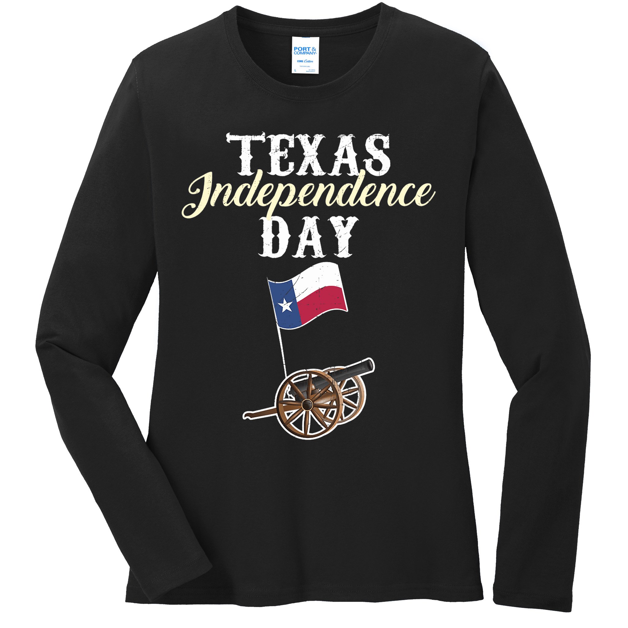 Texas Independence Day Historical State Ladies Long Sleeve Shirt