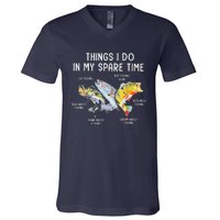 Things I Do In My Spare Time Funny Fishing V-Neck T-Shirt