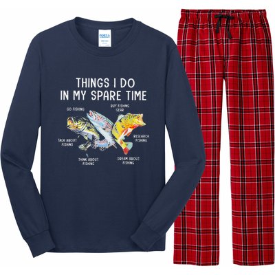 Things I Do In My Spare Time Funny Fishing Long Sleeve Pajama Set