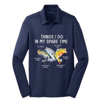 Things I Do In My Spare Time Funny Fishing Silk Touch Performance Long Sleeve Polo