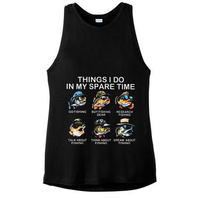 Things I Do In My Spare Time Funny Fishing Ladies PosiCharge Tri-Blend Wicking Tank