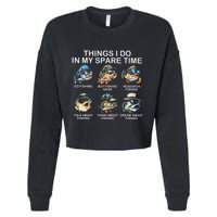 Things I Do In My Spare Time Funny Fishing Cropped Pullover Crew