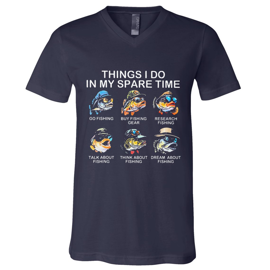 Things I Do In My Spare Time Funny Fishing V-Neck T-Shirt