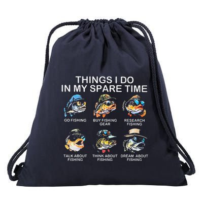 Things I Do In My Spare Time Funny Fishing Drawstring Bag