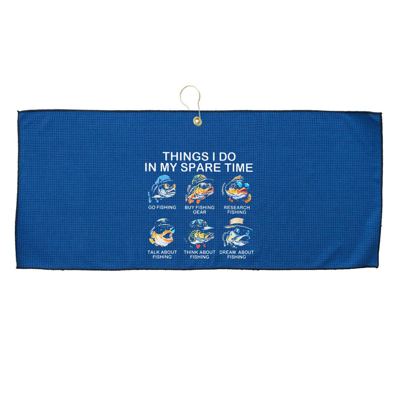 Things I Do In My Spare Time Funny Fishing Large Microfiber Waffle Golf Towel