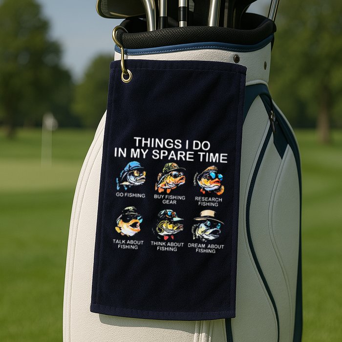 Things I Do In My Spare Time Funny Fishing Golf Towel