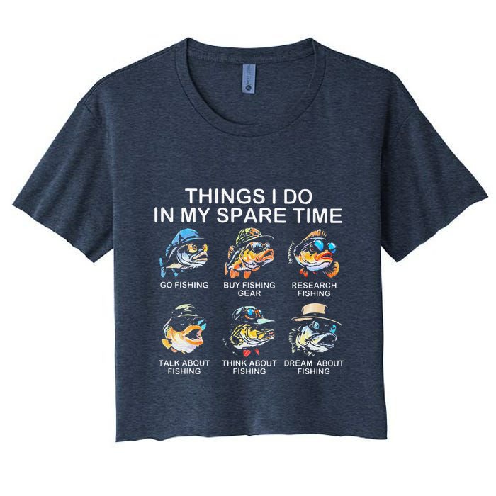 Things I Do In My Spare Time Funny Fishing Women's Crop Top Tee