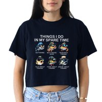Things I Do In My Spare Time Funny Fishing Women's Crop Top Tee