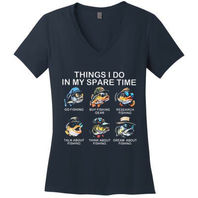 Things I Do In My Spare Time Funny Fishing Women's V-Neck T-Shirt