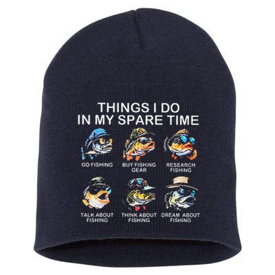 Things I Do In My Spare Time Funny Fishing Short Acrylic Beanie