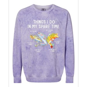 Things I Do In My Spare Time Funny Fishing Colorblast Crewneck Sweatshirt