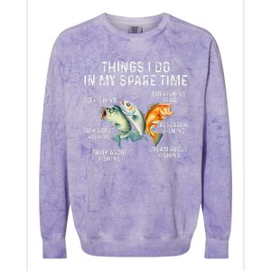 Things I Do In My Spare Time Fishing Bass Fishing Colorblast Crewneck Sweatshirt