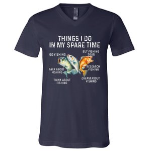 Things I Do In My Spare Time Fishing Bass Fishing V-Neck T-Shirt