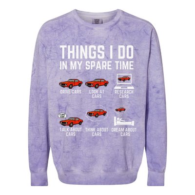 Things I Do In My Spare Time Funny Car Enthusiast Car Lover Colorblast Crewneck Sweatshirt