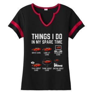 Things I Do In My Spare Time Funny Car Enthusiast Car Lover Ladies Halftime Notch Neck Tee