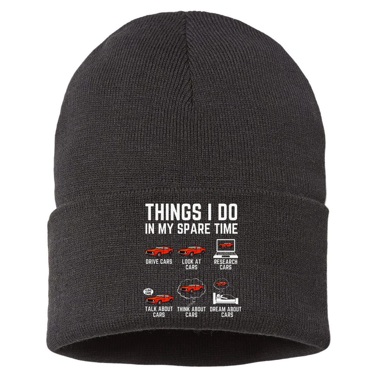 Things I Do In My Spare Time Funny Car Enthusiast Car Lover Sustainable Knit Beanie