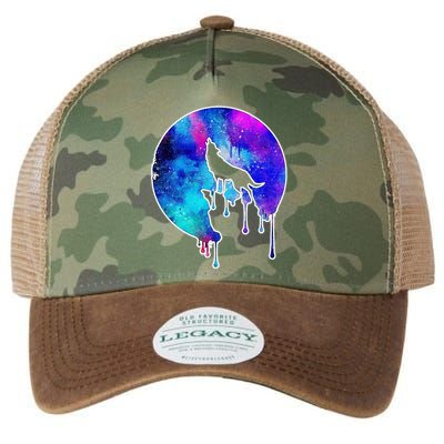 Tie Die Colorful Wolf Howling Dripping Moon  Legacy Tie Dye Trucker Hat