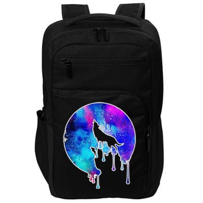 Tie Die Colorful Wolf Howling Dripping Moon  Impact Tech Backpack