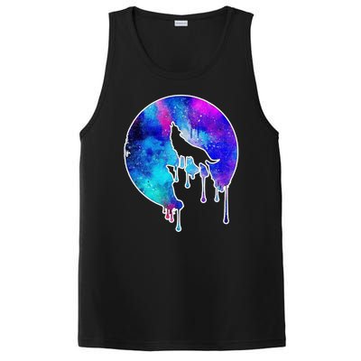 Tie Die Colorful Wolf Howling Dripping Moon  PosiCharge Competitor Tank