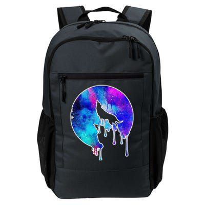 Tie Die Colorful Wolf Howling Dripping Moon  Daily Commute Backpack