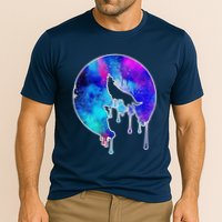 Tie Die Colorful Wolf Howling Dripping Moon  Performance Shirt