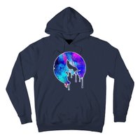 Tie Die Colorful Wolf Howling Dripping Moon  Hoodie