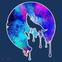 Tie Die Colorful Wolf Howling Dripping Moon  Hoodie