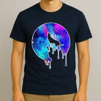 Tie Die Colorful Wolf Howling Dripping Moon  T-Shirt