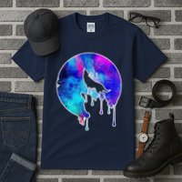 Tie Die Colorful Wolf Howling Dripping Moon  Tall T-Shirt