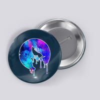 Tie Die Colorful Wolf Howling Dripping Moon  Button