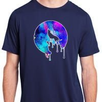 Tie Die Colorful Wolf Howling Dripping Moon  Adult ChromaSoft Performance T-Shirt