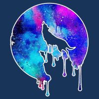 Tie Die Colorful Wolf Howling Dripping Moon  Drawstring Bag