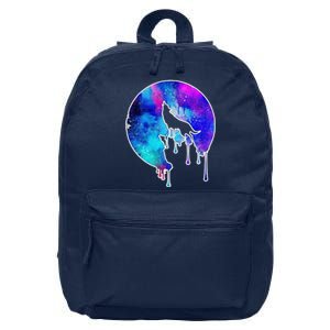 Tie Die Colorful Wolf Howling Dripping Moon  16 in Basic Backpack