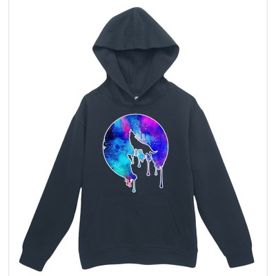 Tie Die Colorful Wolf Howling Dripping Moon  Urban Pullover Hoodie