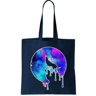 Tie Die Colorful Wolf Howling Dripping Moon  Bag
