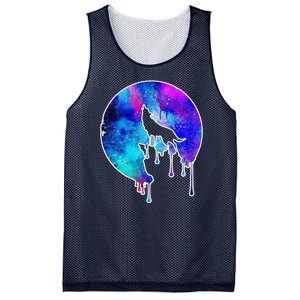 Tie Die Colorful Wolf Howling Dripping Moon  Mesh Reversible Basketball Jersey Tank