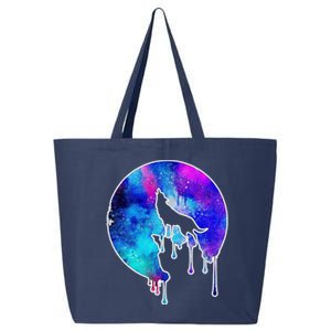 Tie Die Colorful Wolf Howling Dripping Moon  25L Jumbo Tote