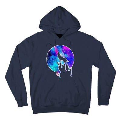 Tie Die Colorful Wolf Howling Dripping Moon  Tall Hoodie