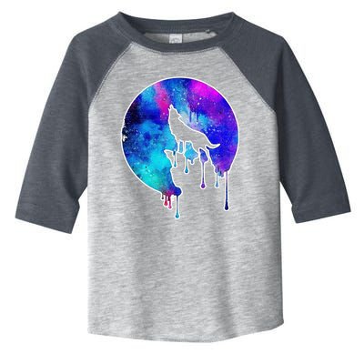 Tie Die Colorful Wolf Howling Dripping Moon  Toddler Fine Jersey T-Shirt