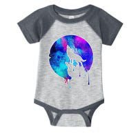 Tie Die Colorful Wolf Howling Dripping Moon  Infant Baby Jersey Bodysuit