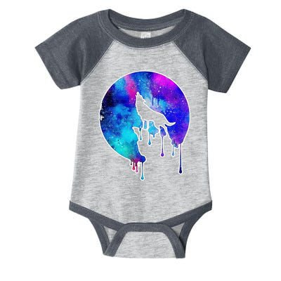 Tie Die Colorful Wolf Howling Dripping Moon  Infant Baby Jersey Bodysuit