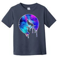 Tie Die Colorful Wolf Howling Dripping Moon  Toddler T-Shirt