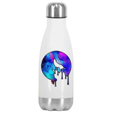 Tie Die Colorful Wolf Howling Dripping Moon  Stainless Steel Insulated Water Bottle