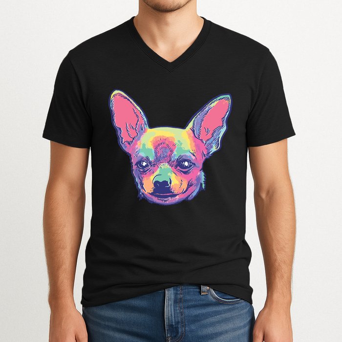 Tie Dye Chihuahua V-Neck T-Shirt