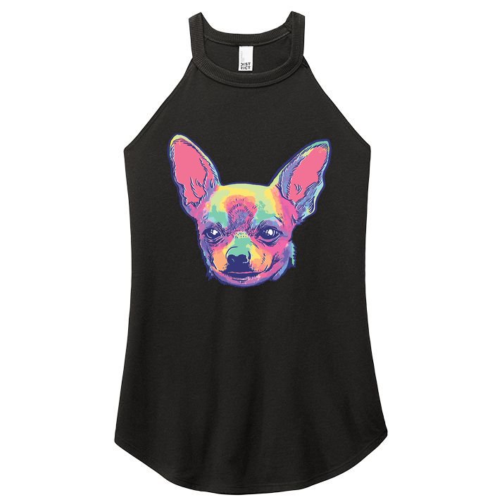Tie Dye Chihuahua Women's Perfect Tri Rocker Tank